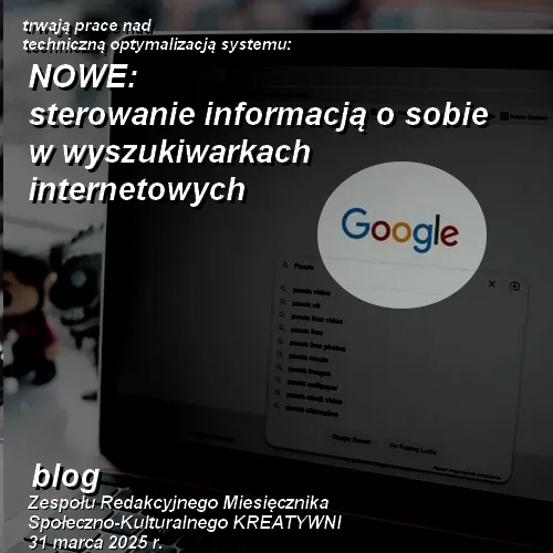 NOWE: sterowanie informacją o sobie samym w wyszukiwarkach internetowych